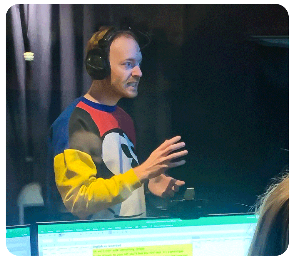 Gaming Voice Over Dan Pye in the studio